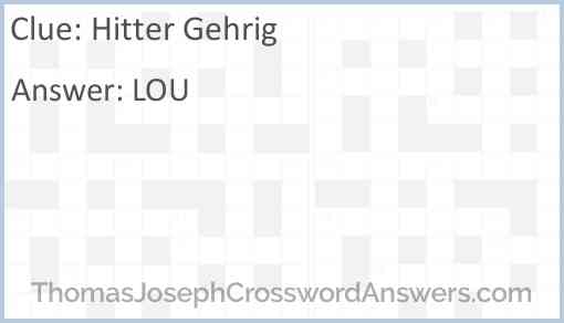 Hitter Gehrig Answer
