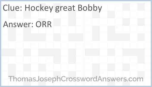 Hockey great Bobby Answer