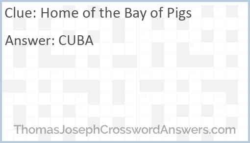 Home of the Bay of Pigs Answer