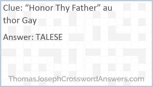“Honor Thy Father” author Gay Answer