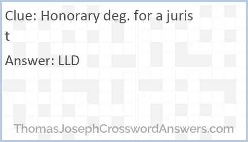 Honorary deg. for a jurist Answer