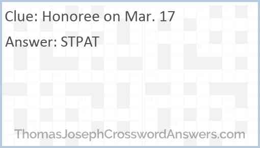Honoree on Mar. 17 Answer