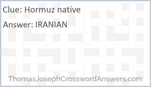 Hormuz native Answer