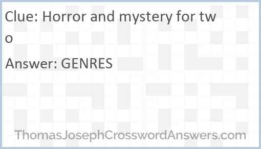 Horror and mystery for two Answer
