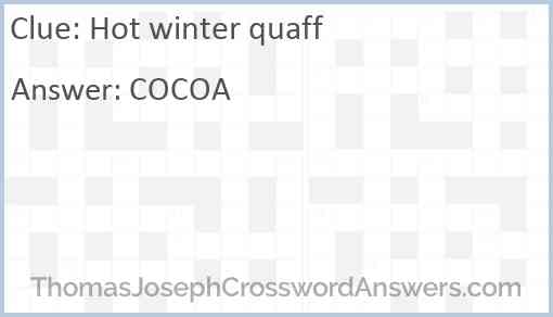 Hot winter quaff Answer