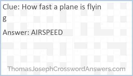 How fast a plane is flying Answer