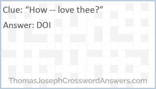 “How -- love thee?” Answer