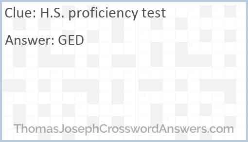 H.S. proficiency test Answer