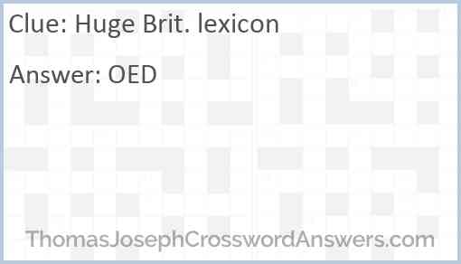 Huge Brit. lexicon Answer