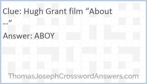 Hugh Grant film “About --” Answer