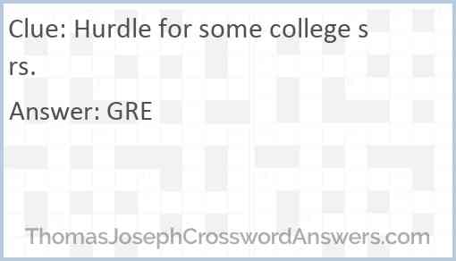 Hurdle for some college srs. Answer
