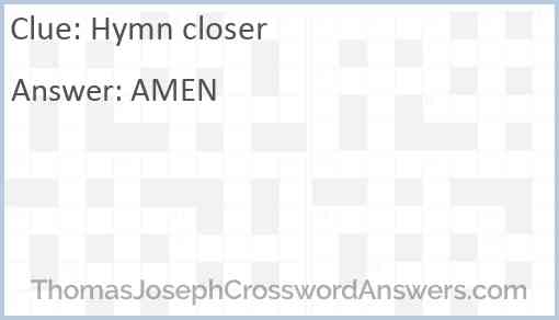 Hymn closer Answer