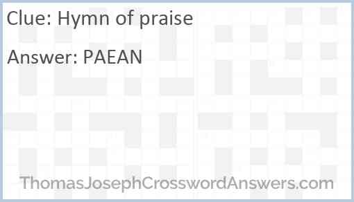 Hymn of praise Answer