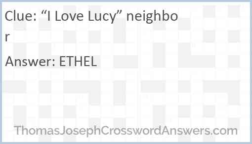“I Love Lucy” neighbor Answer