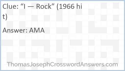 “I — Rock” (1966 hit) Answer