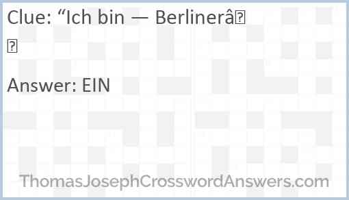 “Ich bin — Berliner” Answer