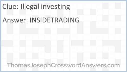 Illegal investing Answer