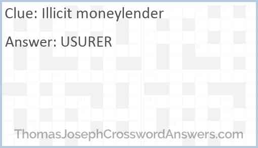Illicit moneylender Answer