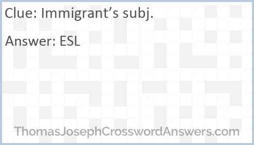 Immigrant’s subj. Answer