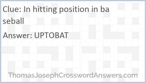 In hitting position in baseball Answer