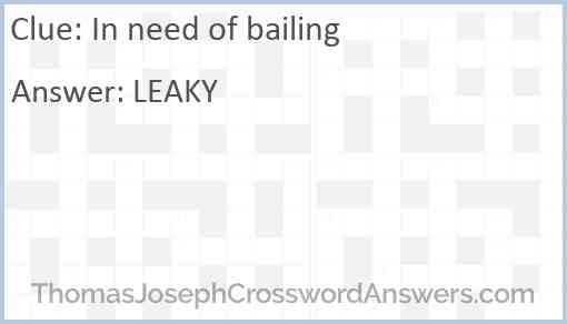 In need of bailing Answer