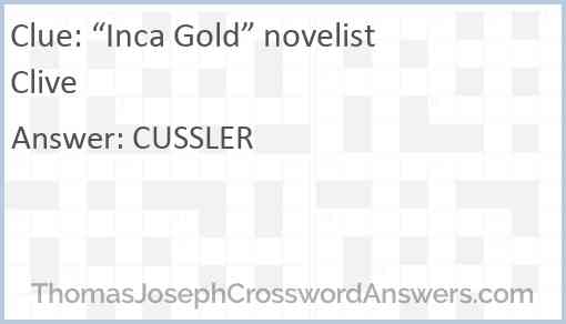 “Inca Gold” novelist Clive Answer