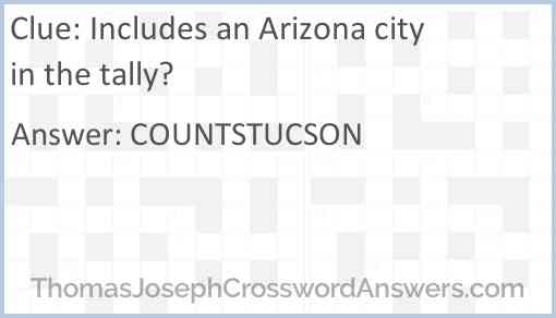 Includes an Arizona city in the tally? Answer
