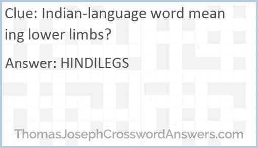 Indian-language word meaning lower limbs? Answer
