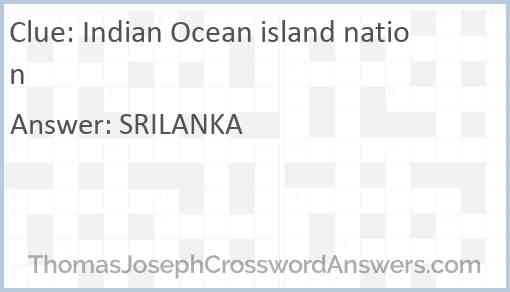 Indian Ocean island nation Answer