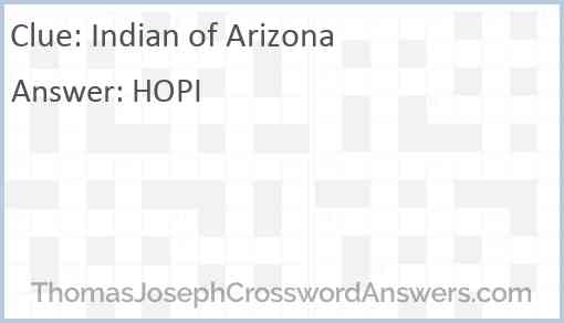 Indian of Arizona Answer