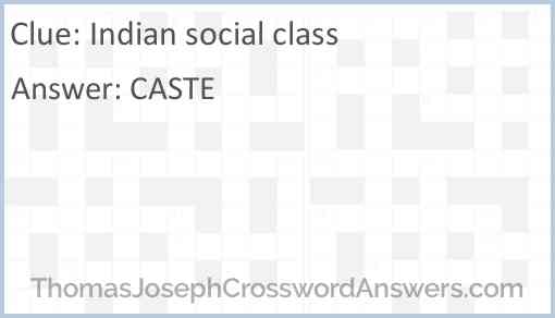 Indian social class Answer