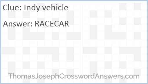 Indy vehicle Answer