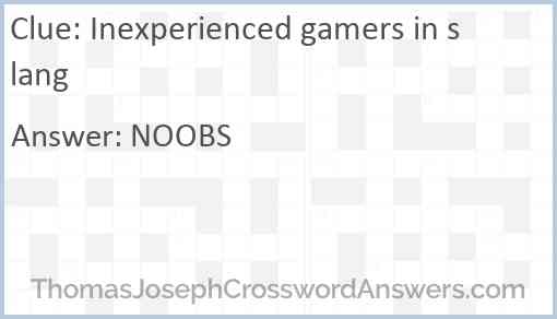 Inexperienced gamers in slang Answer