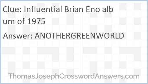 Influential Brian Eno album of 1975 Answer
