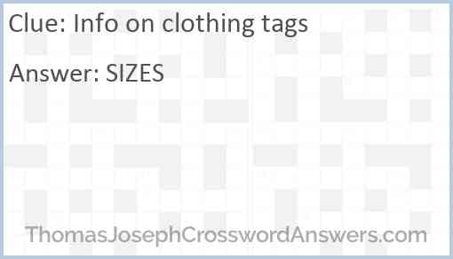 Info on clothing tags Answer