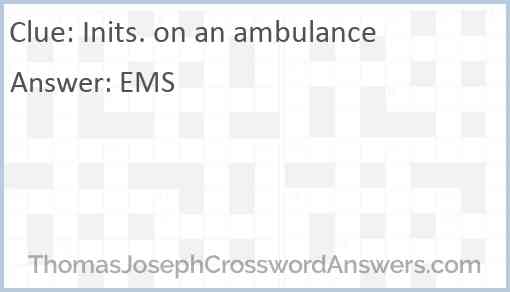 Inits. on an ambulance Answer