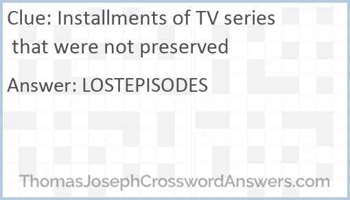 Installments of TV series that were not preserved Answer