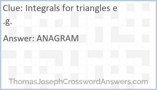 Integrals for triangles e.g. Answer