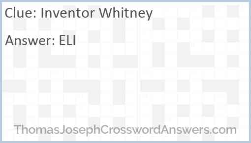 Inventor Whitney Answer