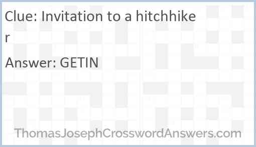 Invitation to a hitchhiker Answer