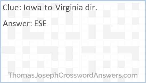 Iowa-to-Virginia dir. Answer