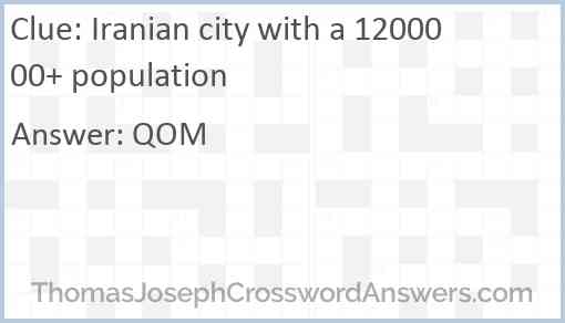 Iranian city with a 1200000+ population Answer