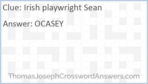 Irish playwright Sean Answer