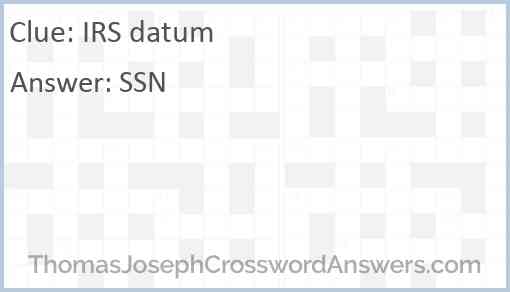 IRS datum Answer