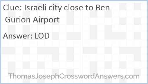 Israeli city close to Ben Gurion Airport Answer
