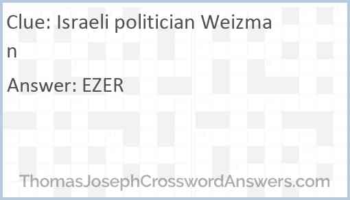 Israeli politician Weizman Answer