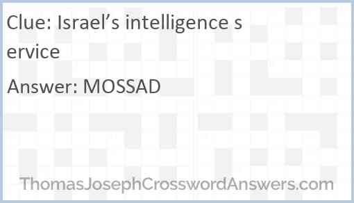 Israel’s intelligence service Answer