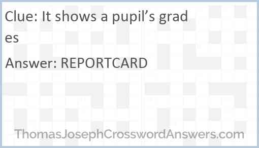 It shows a pupil’s grades Answer