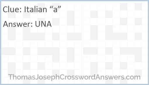 Italian “a” Answer