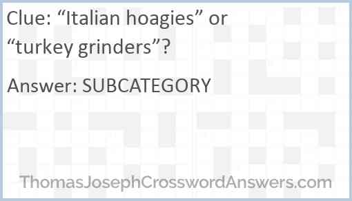 “Italian hoagies” or “turkey grinders”? Answer